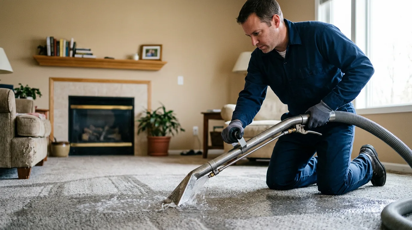 Water damage restoration technician working near Protivin, IA